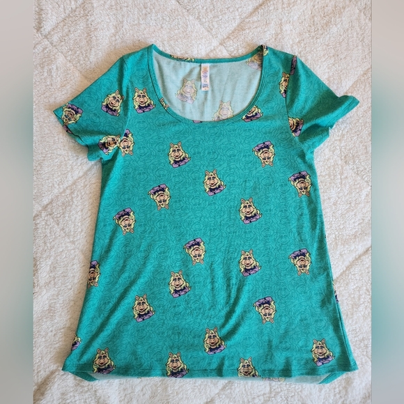 LuLaRoe Tops - Women's XS LuLaRoe x Disney Classic T Miss Piggy Muppets Teal Blue